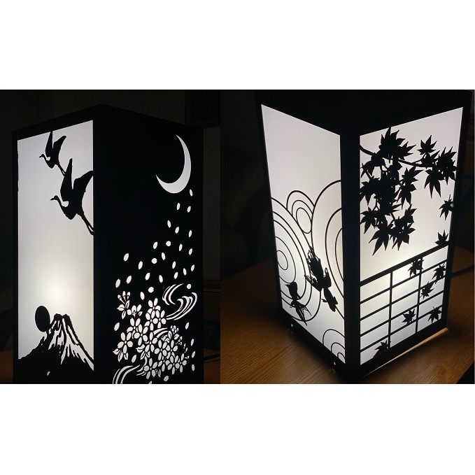 鉄製 行燈（あんどん）四季 工芸品 装飾品 インテリア 電化製品 行灯