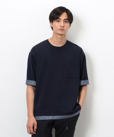 ストレッチポンチ×ストライプコンビTシャツ（47-60TK43-205