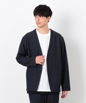 セットアップ対応】デニムライクジャージー ノーカラージャケット（47