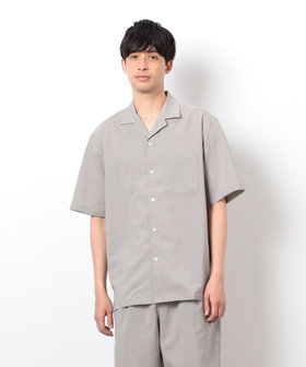 セットアップ対応】リネンライク ポリエステル オープンカラーシャツ