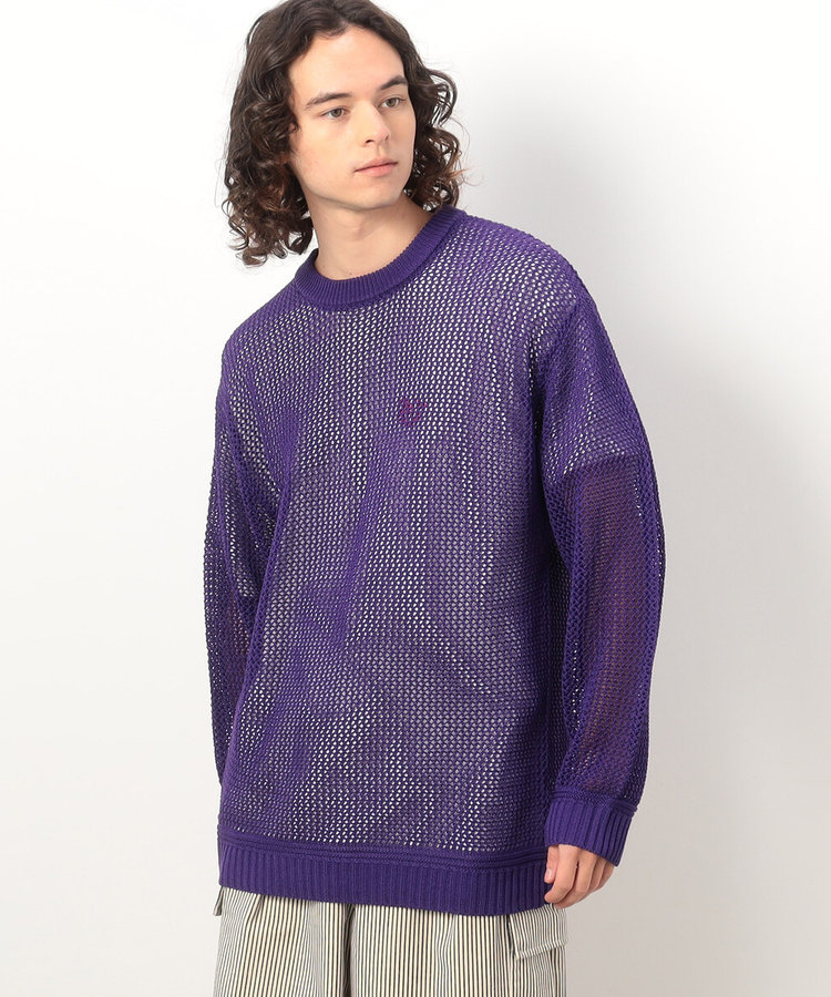 メッシュニットプルオーバー（55-41KG30-204）｜パープル&イエロー