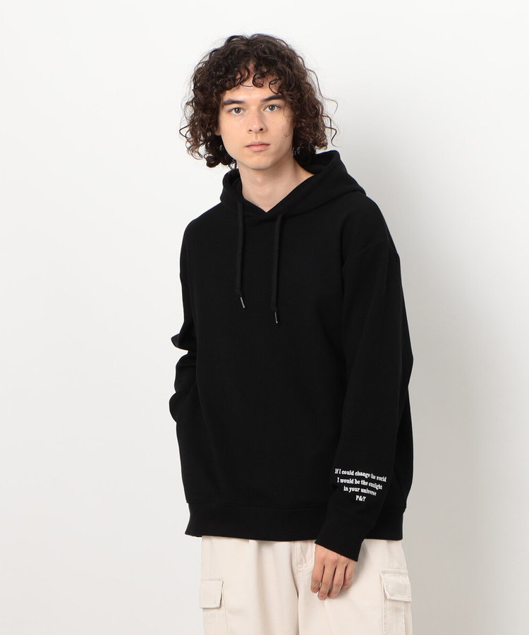 ワッフルメッセージ刺繍パーカ（55-21CK03-205）｜パープル&イエロー