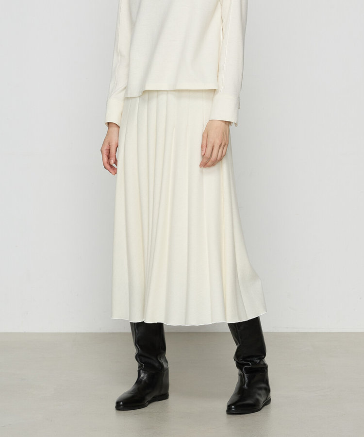 ウールスムースジャージー シガレットプリーツスカート（01-07FK02-205