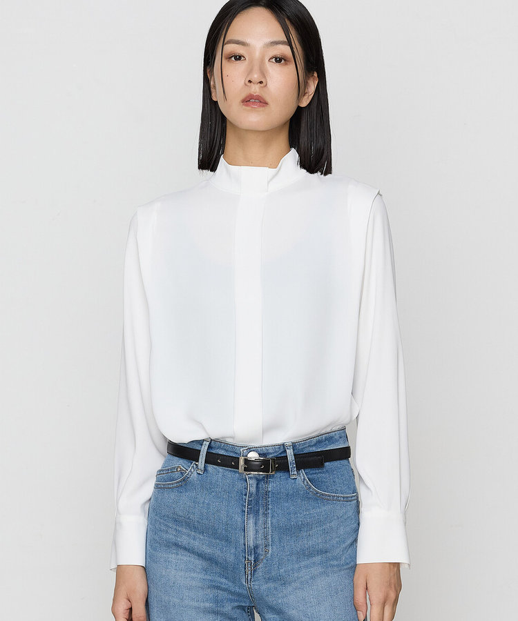 マットサテン デザインハイネックブラウス（01-04HI02-204）｜K.T