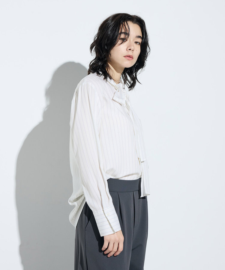 リヨセルストライプ ボウタイブラウス（15-72HM12-205）｜コムサ