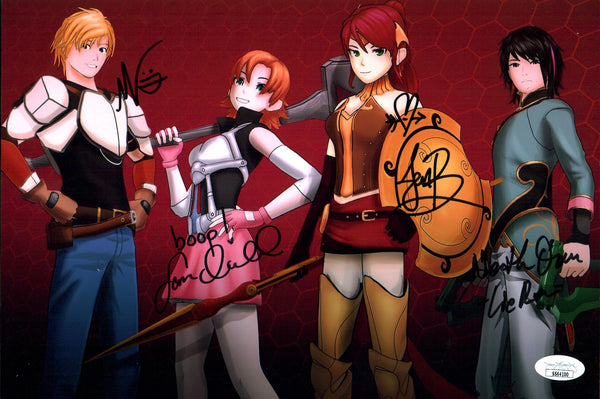 RWBY 8x12 Cast x4 Brown, Oum, Ireland, Luna Signed Photo JSA Certified