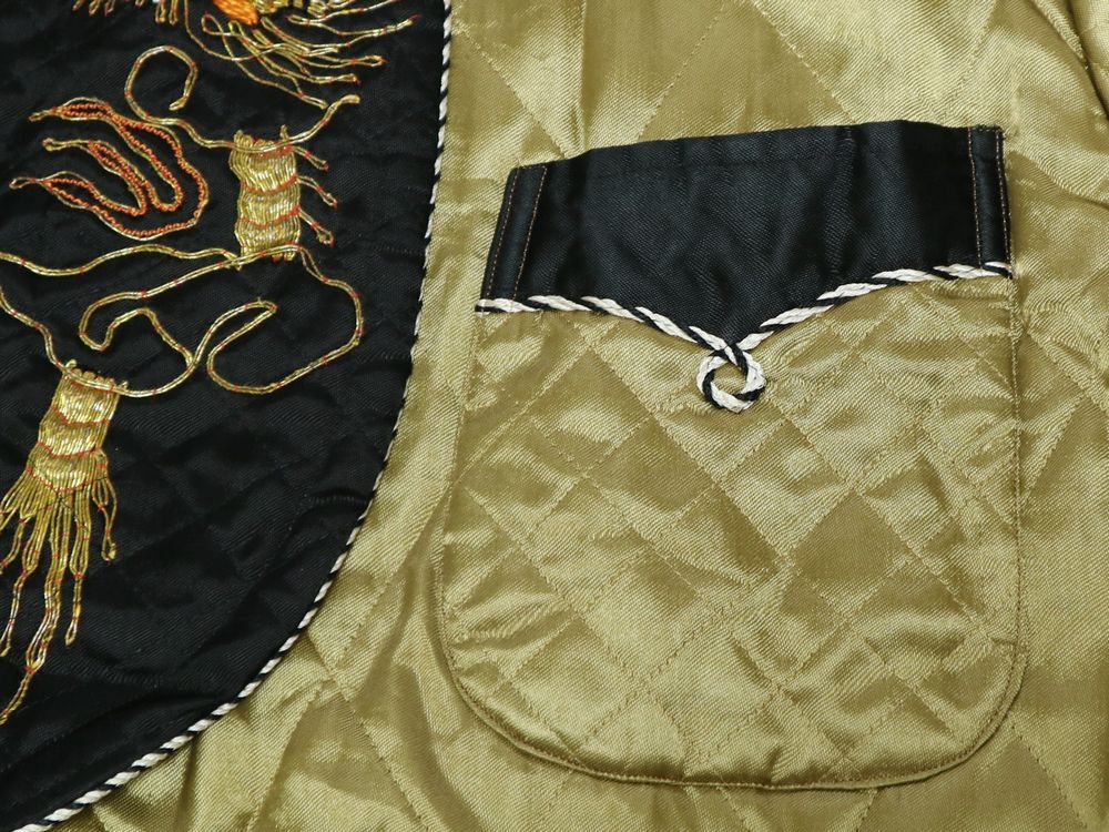 50s ビンテージ 中綿 キルティング スーベニア ガウン 昇り龍 龍