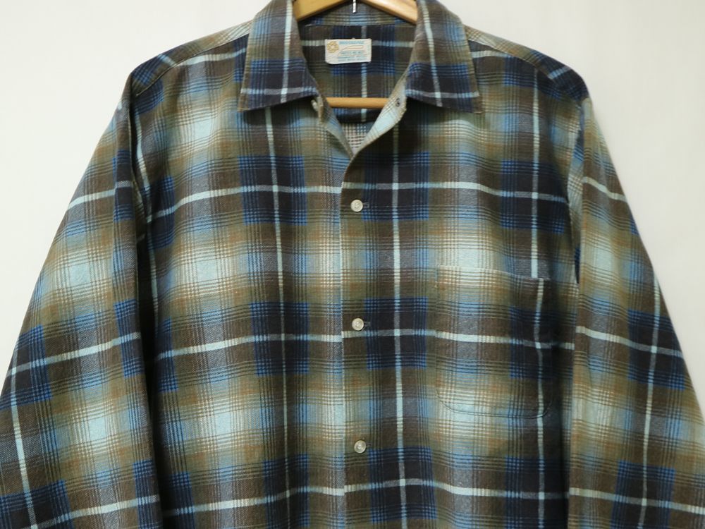 60s USA製 BROOKDALE オンブレ シャドー チェック プリント フランネル