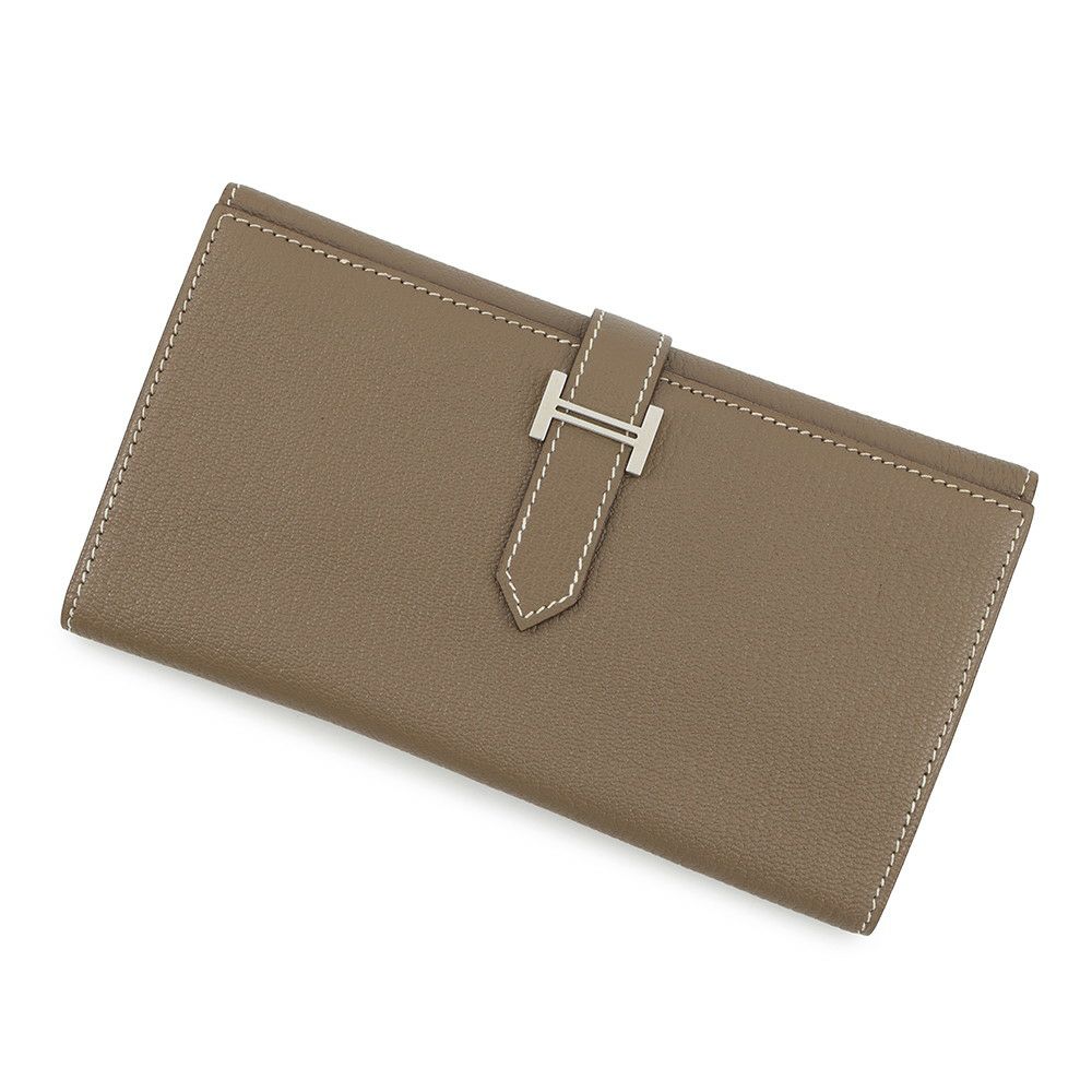 エルメス 長財布 ベアンデュプリ エトゥープ/シルバー金具