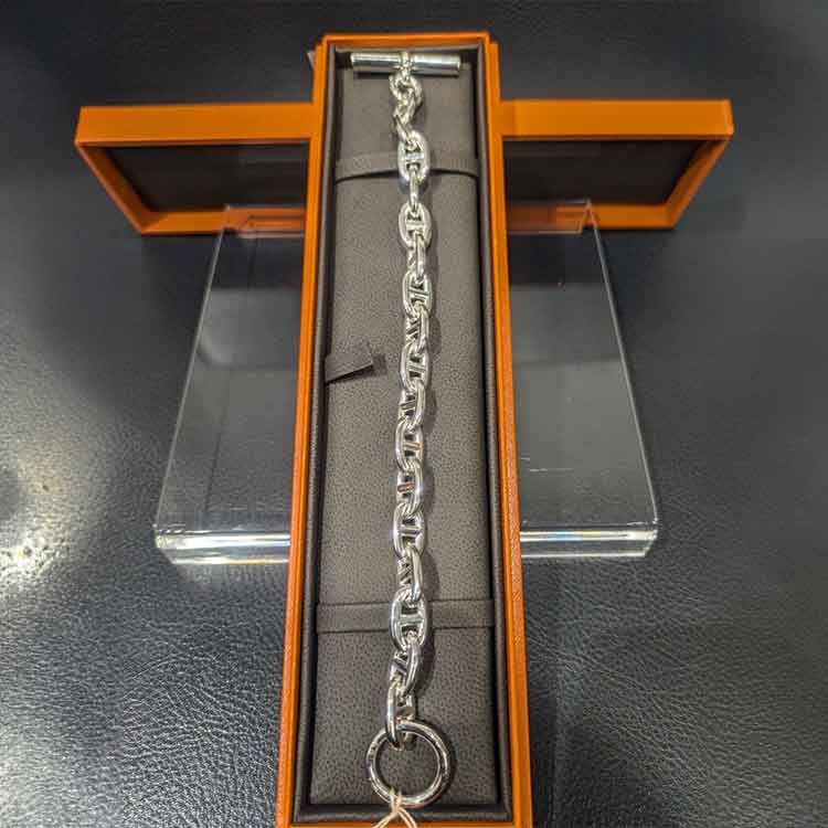 エルメス シェーヌ・ダンクルMM ブレスレット 17コマ シルバー925の