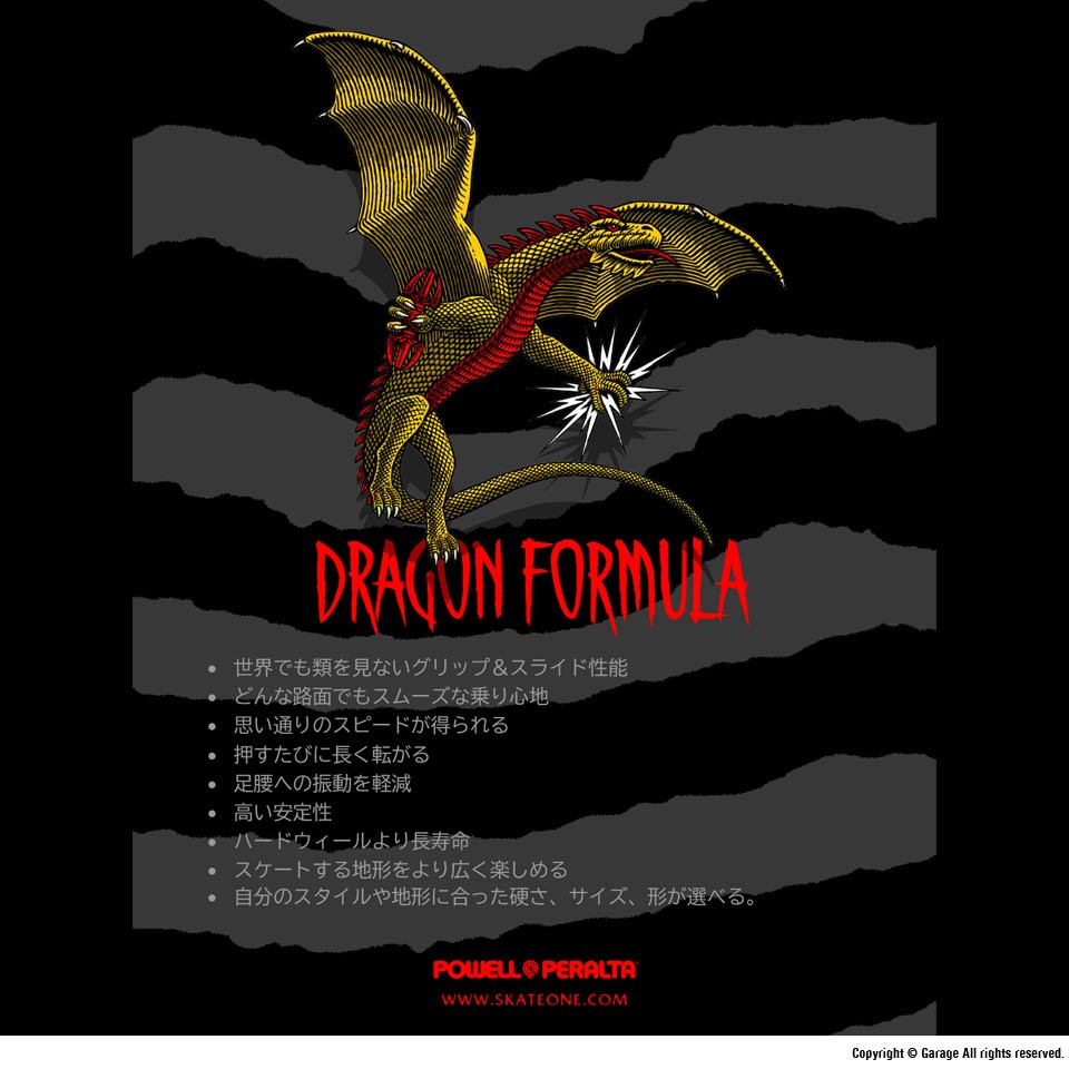 POWELL PERALTA DRAGON FORMULA 93A 64mm x 36mm スケートボード