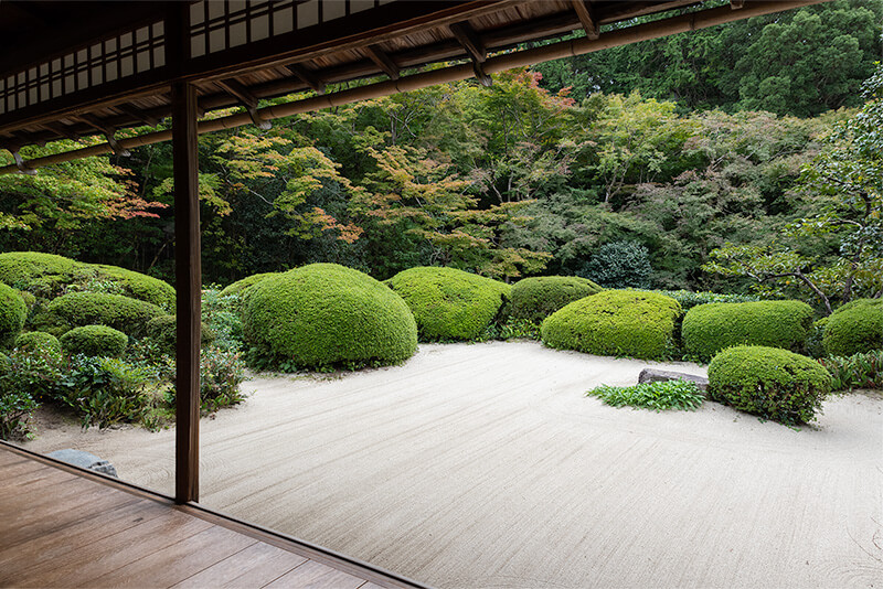 詩仙堂 サツキの刈込みで中国の山並みに見立てた枯山水 -庭園ガイド