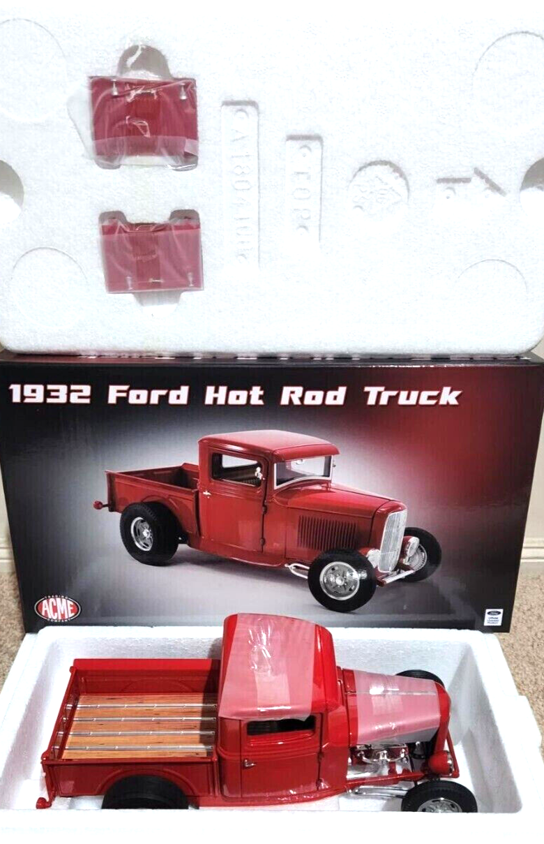 ACME 1/18 1932 FORD HOT ROD PICK UP TRUCK RED AWESOME LOOKING