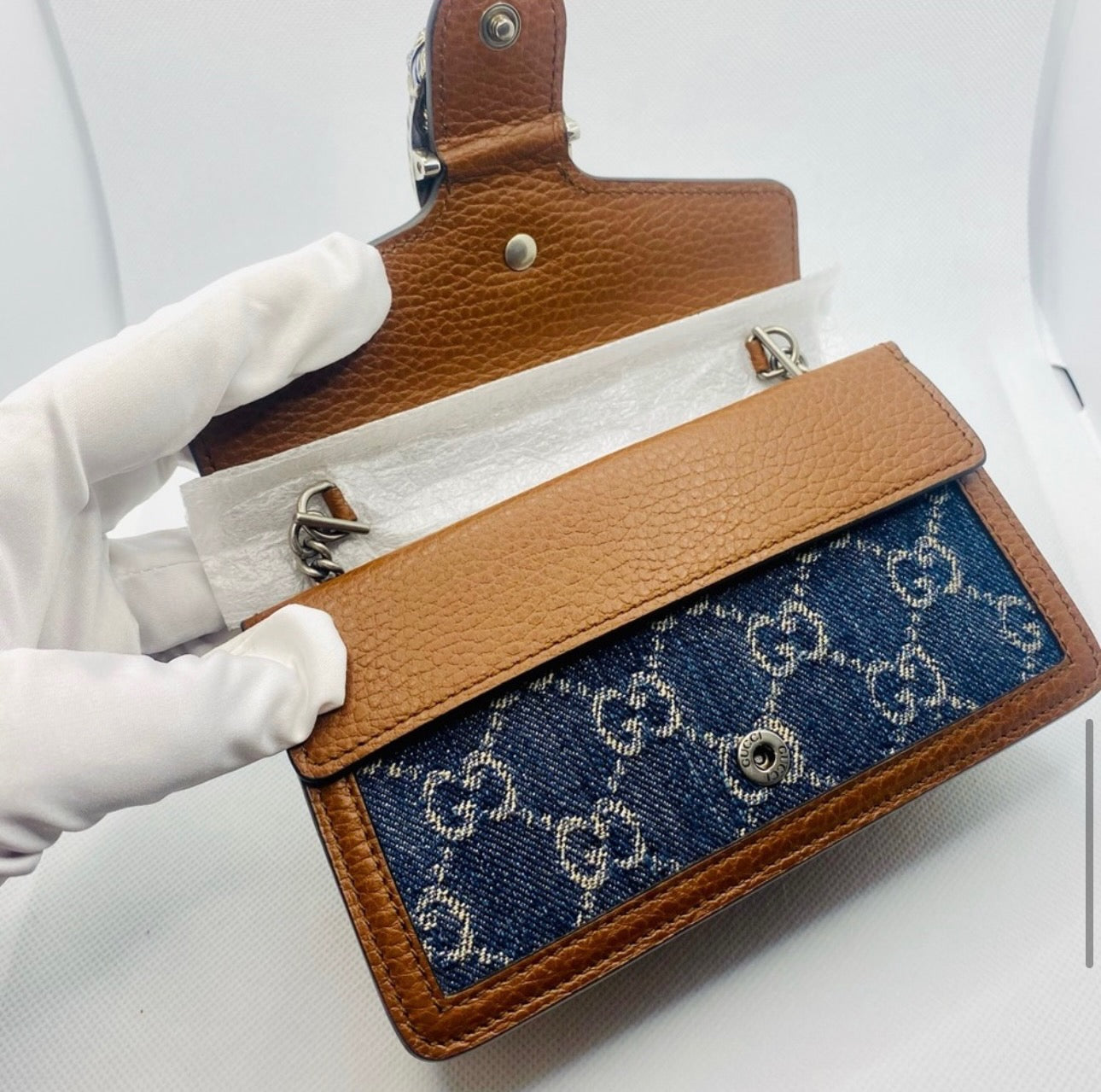 Gucci Super Mini Dionysus Shoulder Bag in GG Blue Denim – Gavriel.us