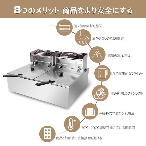 Qoo10] 電気フライヤー 業務用 二槽式 12L