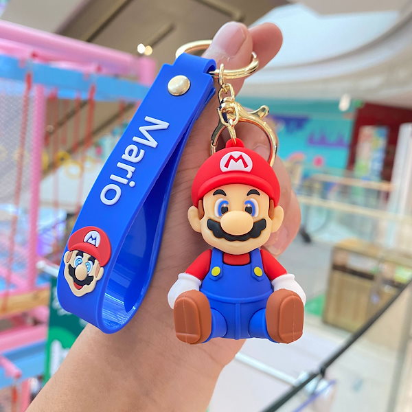 Qoo10] スーパーマリオマリオキーホルダー人形車の