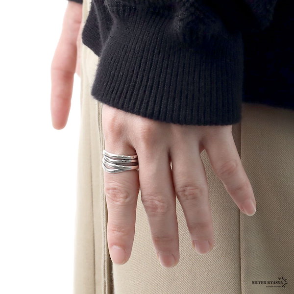 Qoo10] silver KYASYA 925 4連ウェーブリング [cr463