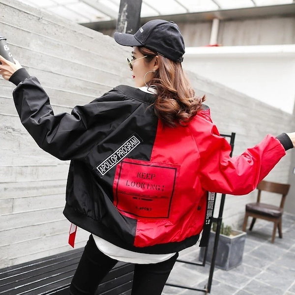 Qoo10] スカジャンレディースジャケットバイカラー