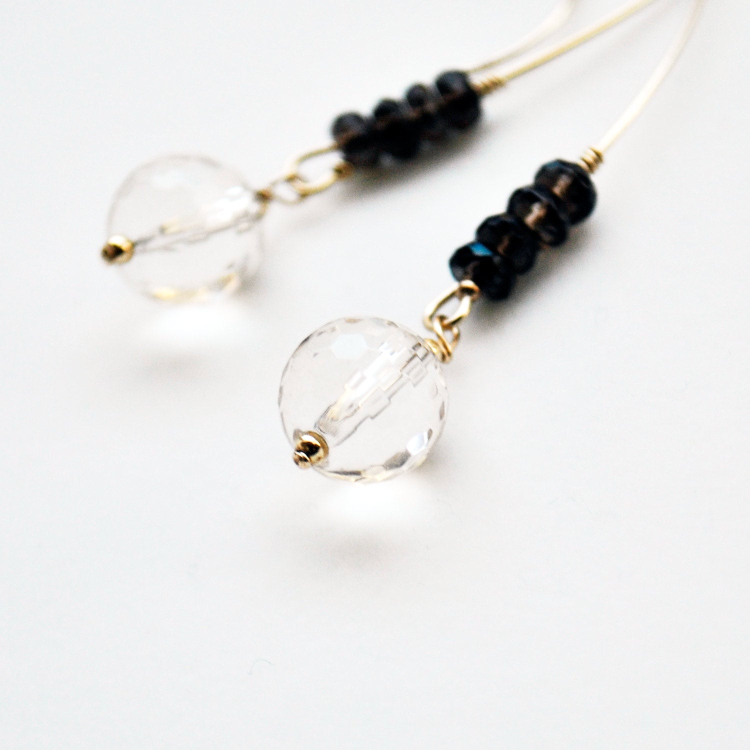 シャンパンクォーツ × スモーキークォーツピアス Champagne Quartz