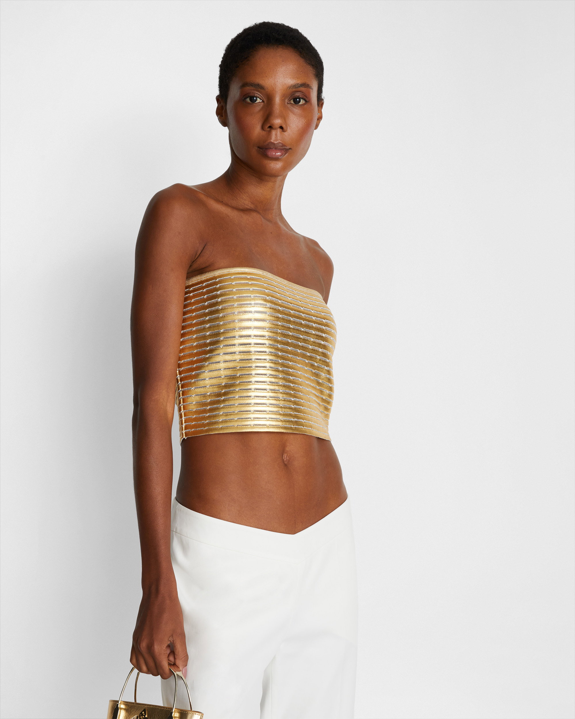 Laminated sleeveless crop top | Genny