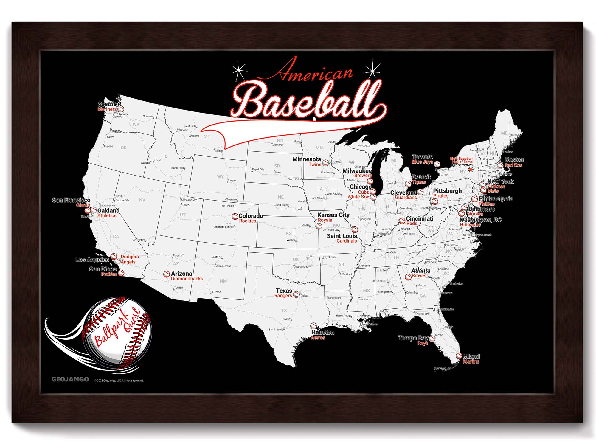 Baseball Teams Map – GeoJango Maps
