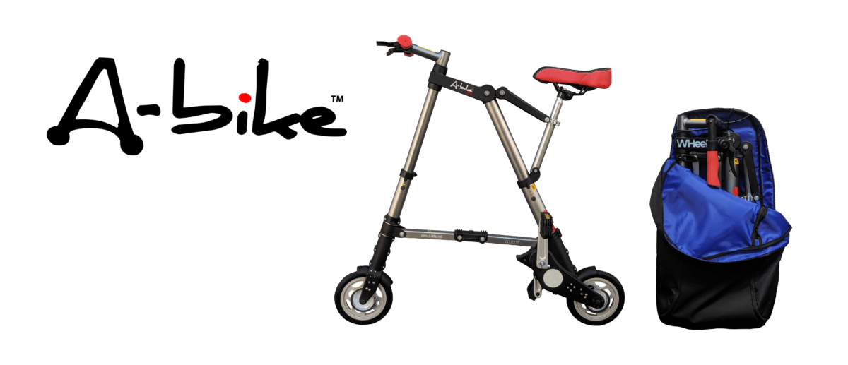 バックパックに収納できる「A-bike city」。電車やバスの車内、カフェ