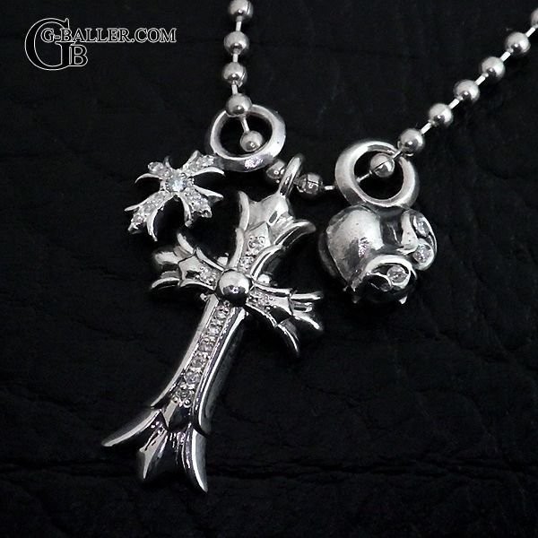 クロムハーツ 重ね付け ダブルクロス CHクロス ハート ダイヤ カスタム