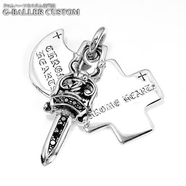 クロムハーツカスタム スリートリンケッツ ブラックダイヤ ペンダント