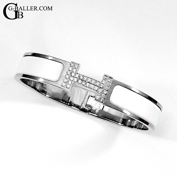 エルメス エナメルブレスレット クリックHH パヴェダイヤモンド