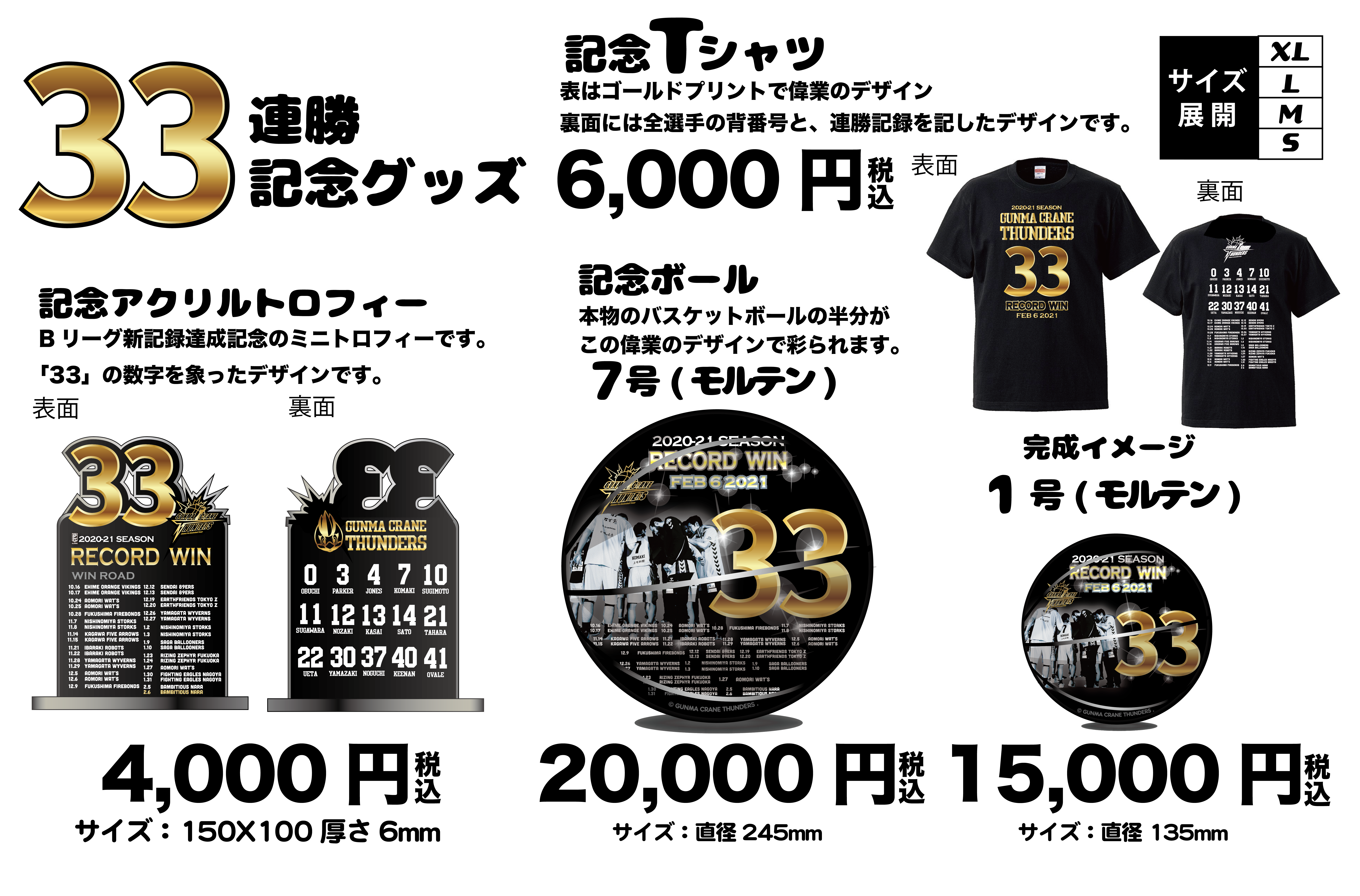 33連勝記念グッズ発売決定のお知らせ | 群馬クレインサンダーズ