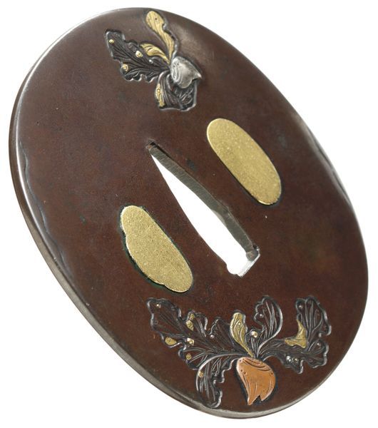 縁頭、赤銅地に筋模様、入れ子 【公式通販】