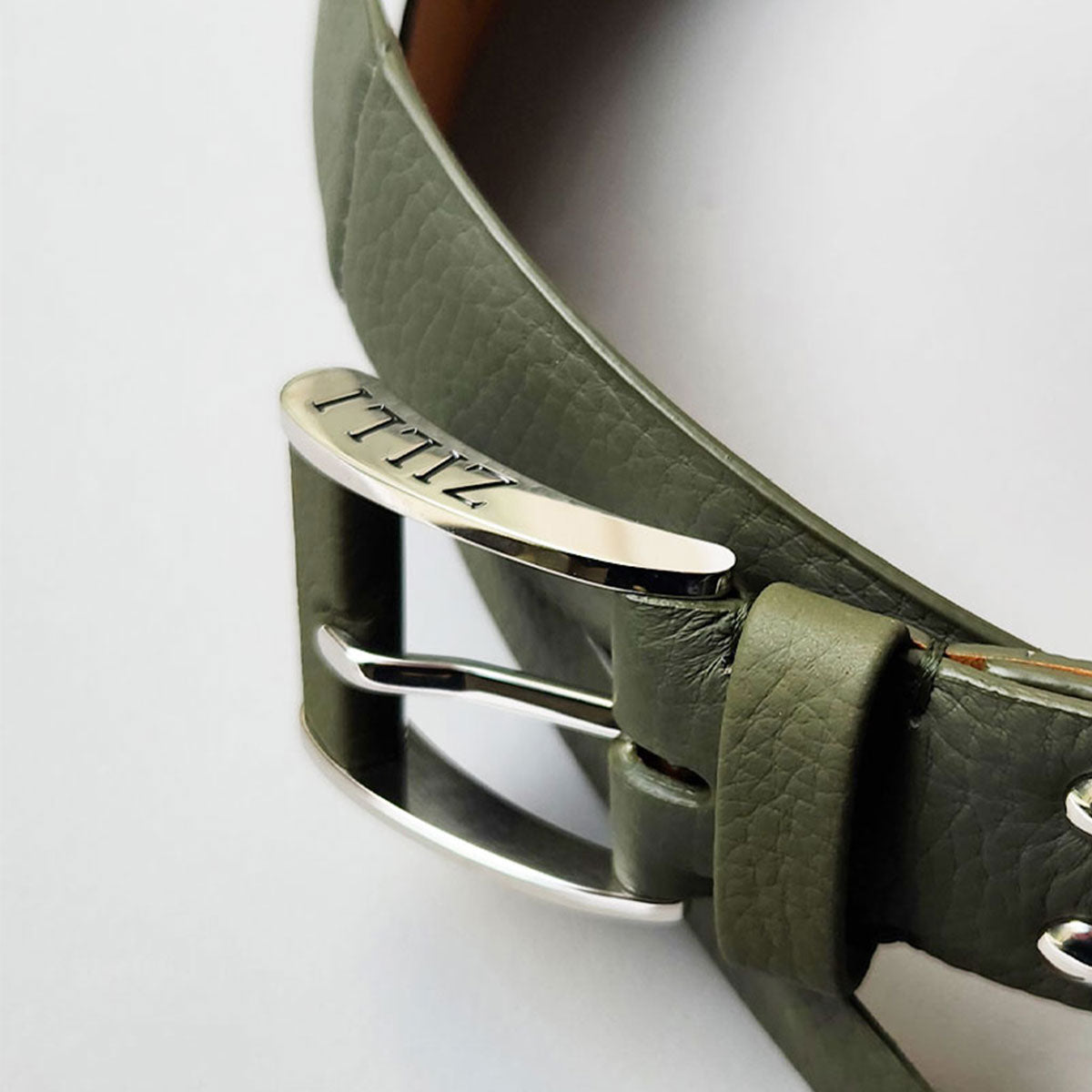 ZILLI／ジリー】ベルト ディアスキン 鹿革 オリーブグリーン [zil02409
