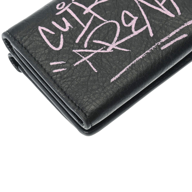 バレンシアガペーパー ミニ ウォレット グラフィティ 黒/マルチカラー