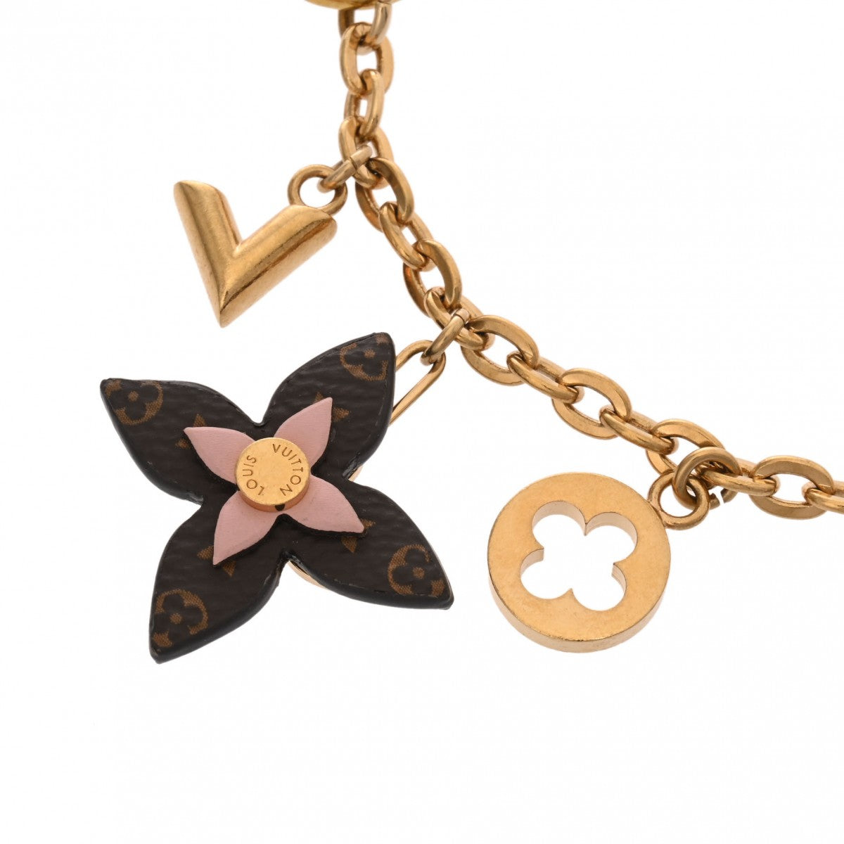 ルイヴィトンバッグチャーム チェーン ブルーミングフラワー ブラウン