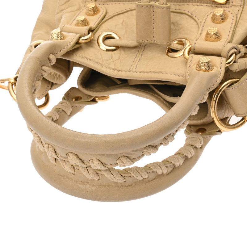 バレンシアガ ジャイアント ミニポンポン 2WAY ベージュ ゴールド金具