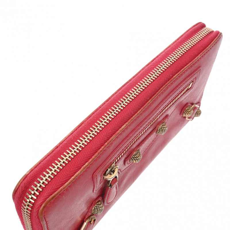 バレンシアガ ラウンドファスナー長財布 ピンク レディース レザー 長