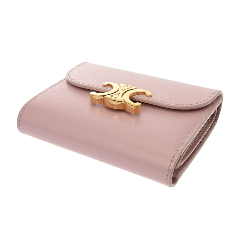 セリーヌトリオンフ スモールウォレット ピンク ゴールド金具