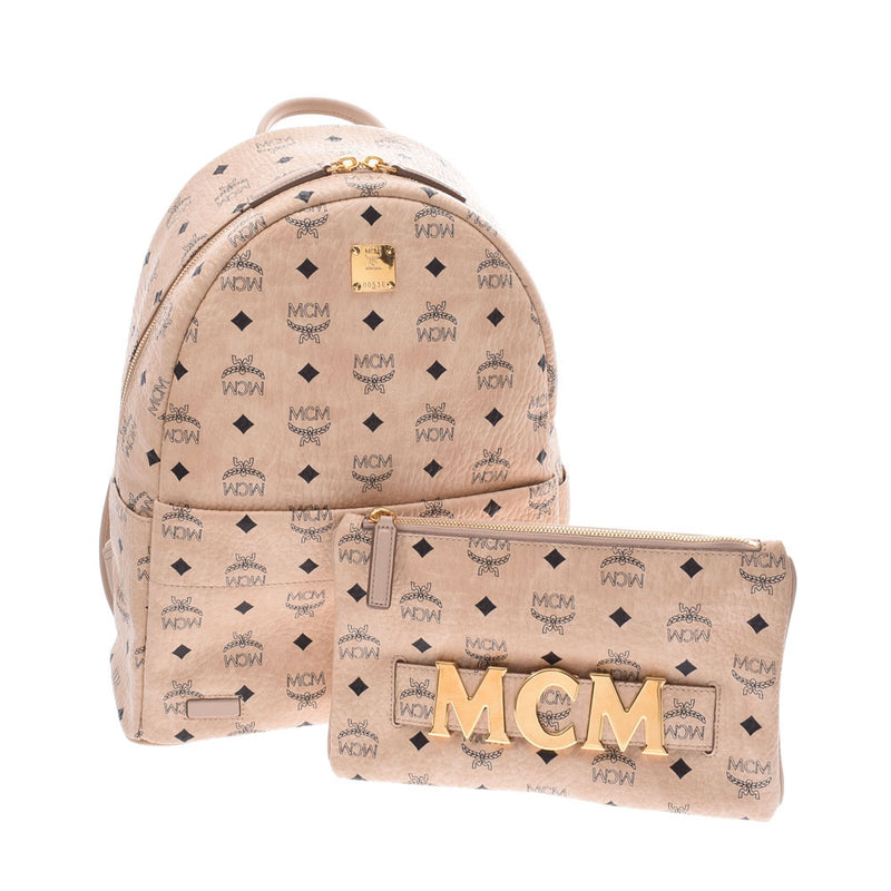 エムシーエムバックパック 取り外しチェーンポーチ付き ベージュ