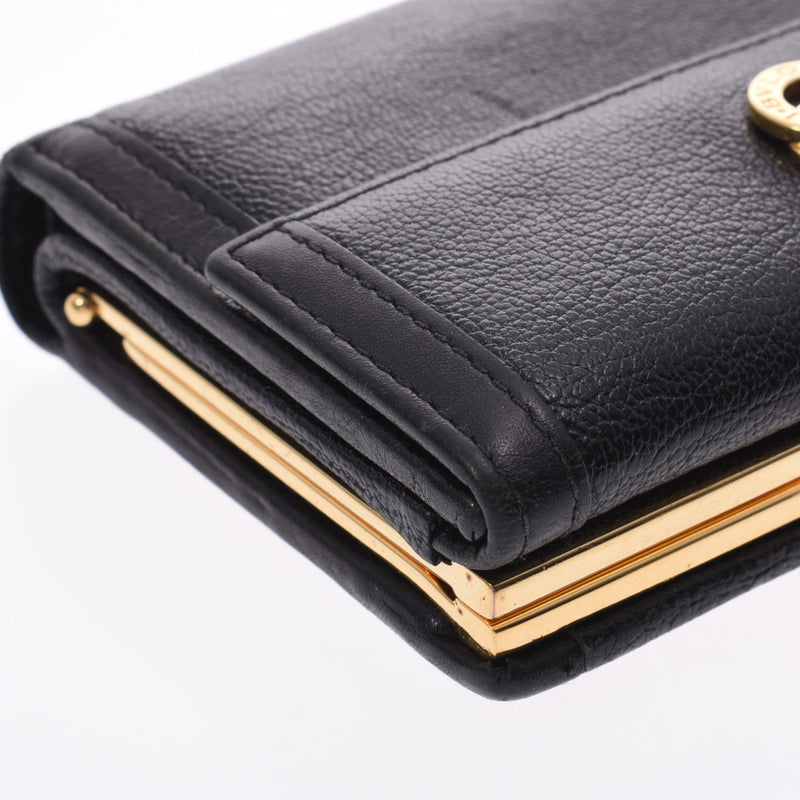 ブルガリがま口財布 黒 ゴールド金具 レディース 二つ折り財布 BVLGARI