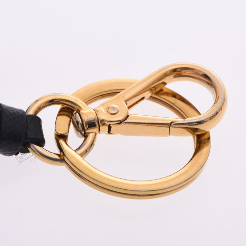 プラダハート バッグチャーム 黒 ゴールド金具 レディース