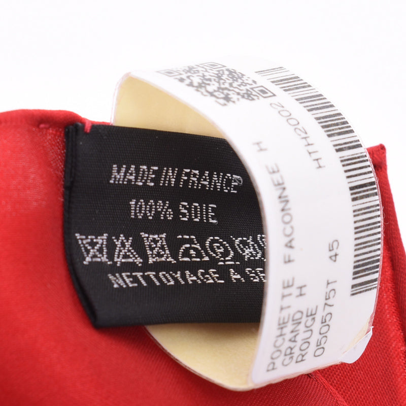 エルメスポケットチーフ グランアッシュ/GRAND H 赤 ユニセックス