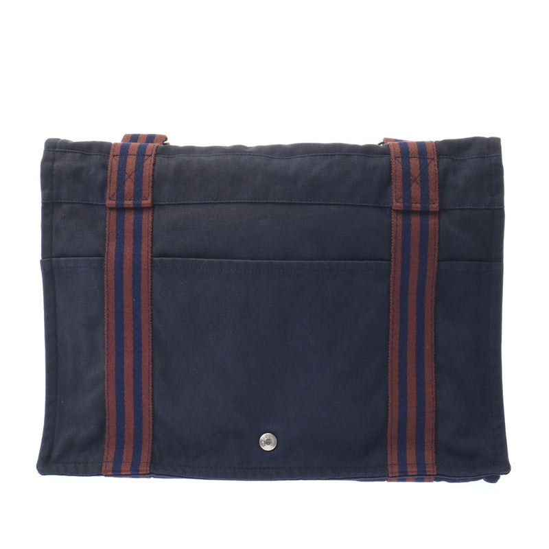 エルメスフールトゥ バサス 紺 ユニセックス キャンバス ショルダー