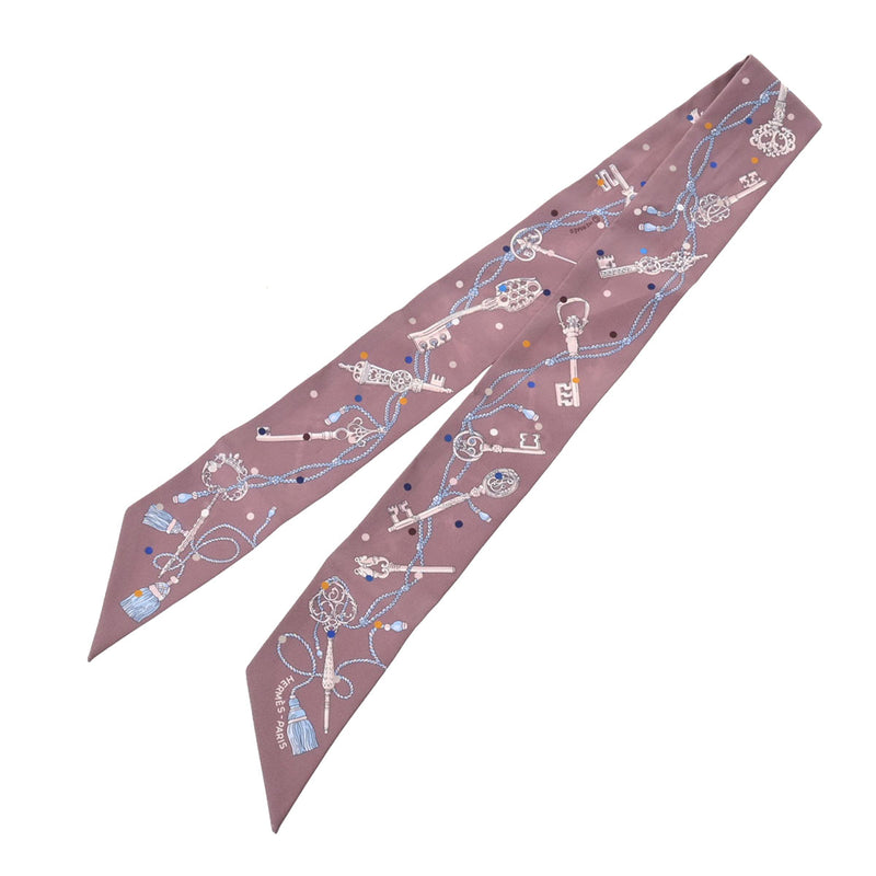 エルメスツイリー 鍵柄 グレージュ レディース スカーフ HERMES 中古