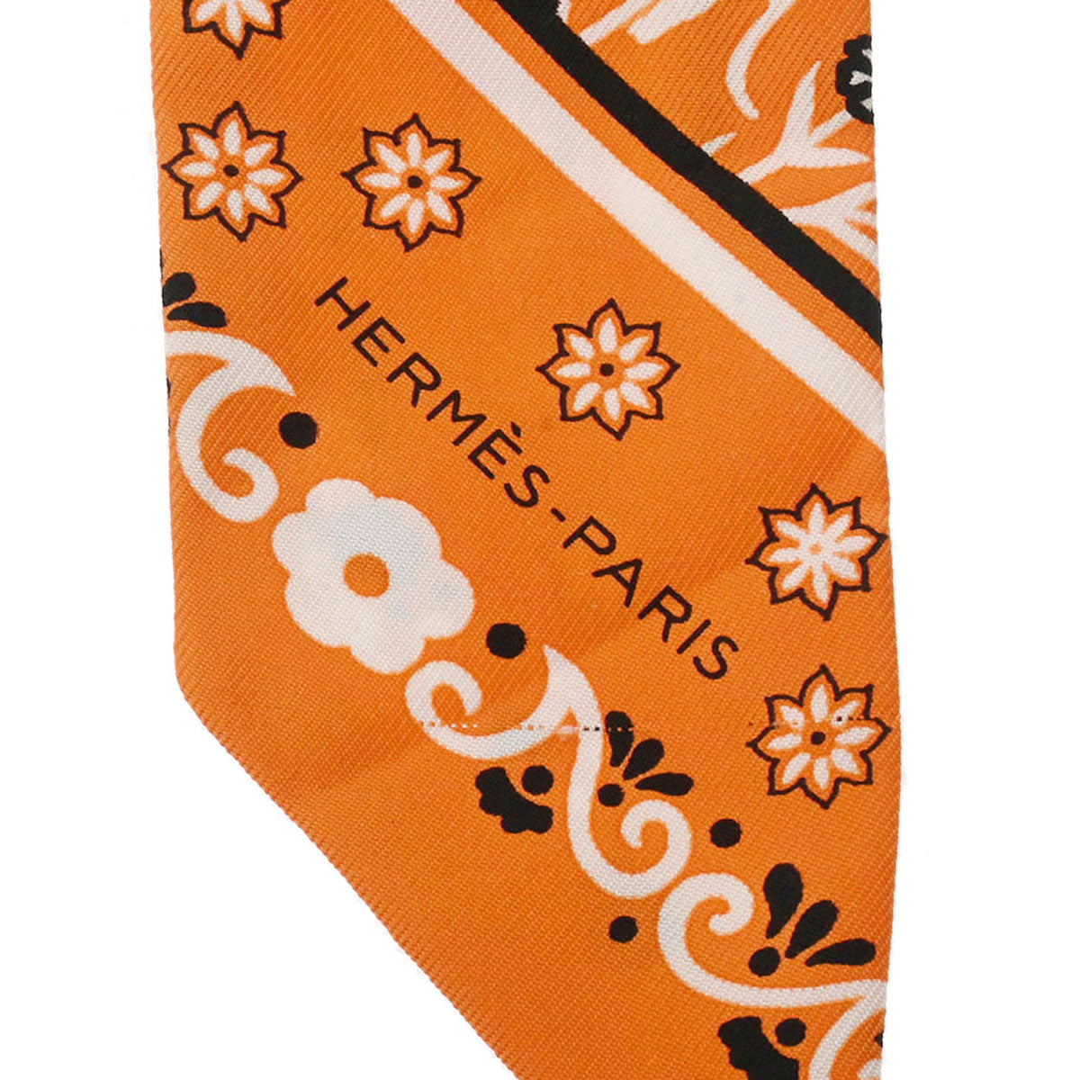 エルメスツイリー バンダナ柄 オレンジ レディース シルク100