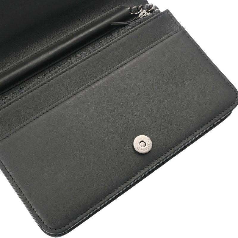 シャネルチェーンウォレット 43000 グレー アンティーク調シルバー金具