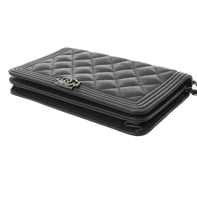 シャネルチェーンウォレット 43000 グレー アンティーク調シルバー金具