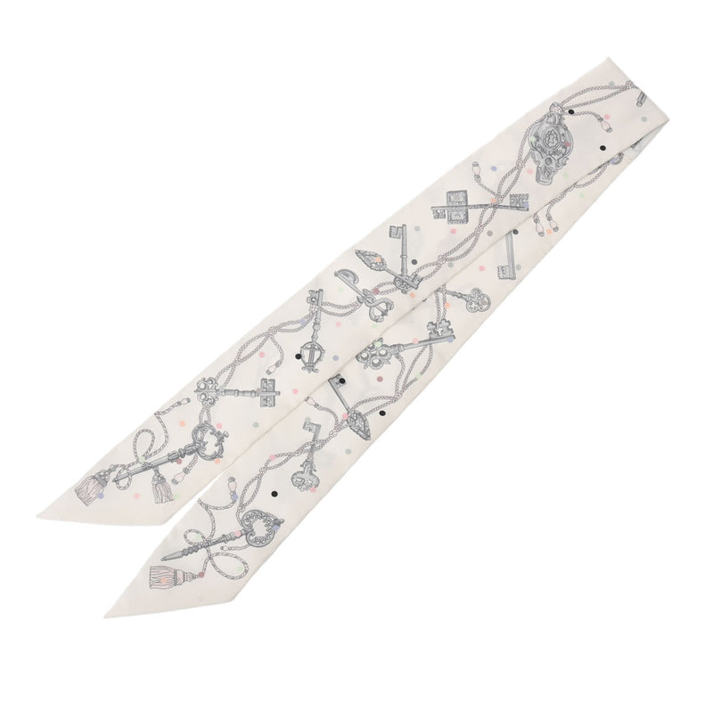 エルメスツイリー LES CLES A POIS 白 レディース シルク100