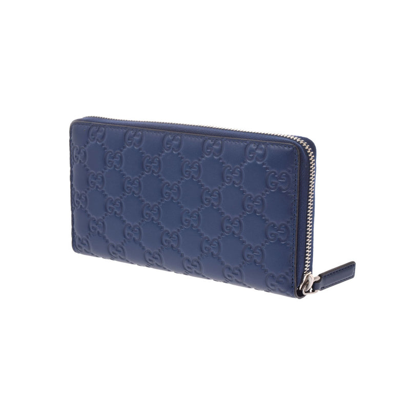 グッチグッチシマ ラウンドファスナー長財布 NYヤンキース ネイビー