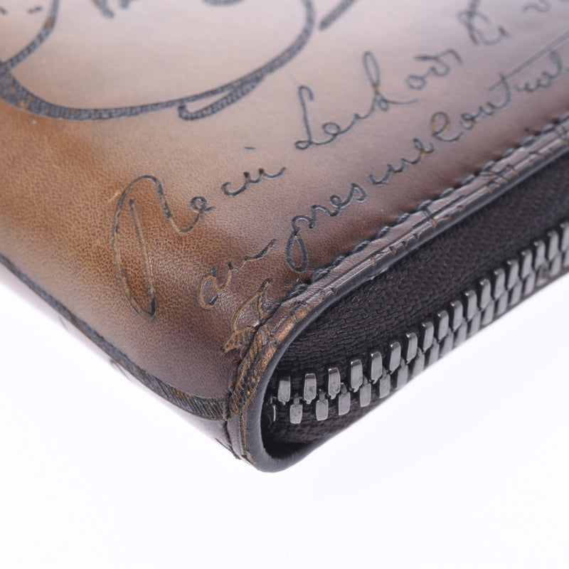 ベルルッティワパ ジップ付き小銭入れ カリグラフィ ブラウン メンズ