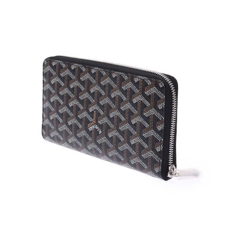 ゴヤールマティニョン GM ラウンドファスナー長財布 黒/黒 ユニ